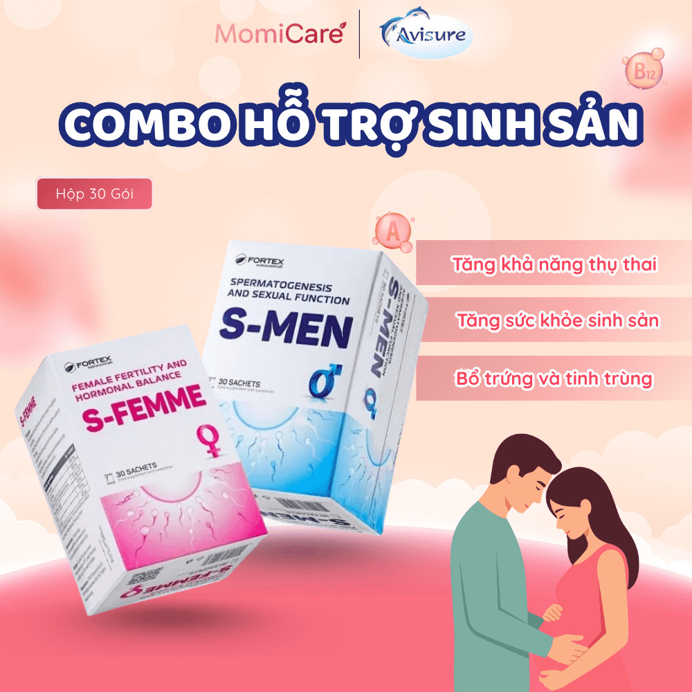 Combo Hỗ Trợ Sinh Sản S-Men, S-Femme Cải Thiện Chất Lượng Trứng, Tinh Trùng, Tăng Khả Năng Thụ Thai