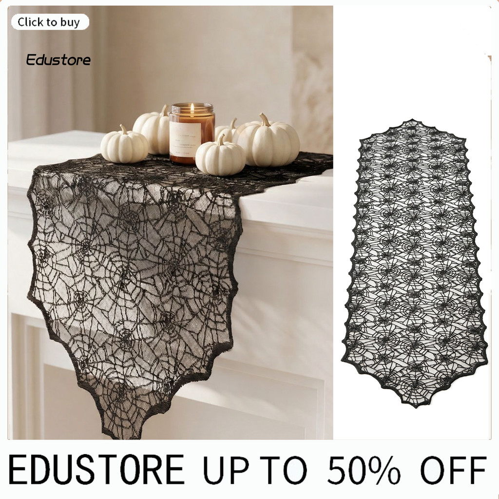 {edustore.th} Halloween Table Runners, Black Lace Spider Web Table Runners, 17,7 x 70,9Inch cho Hall