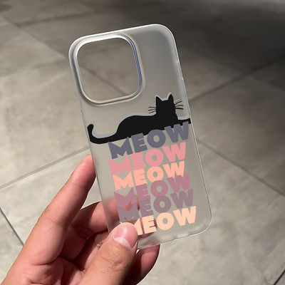 Suntaiho Black Cat Typography Ốp TPU chống sốc in tối giản cho iPhone 17-11 X XS XR Pro Max Plus