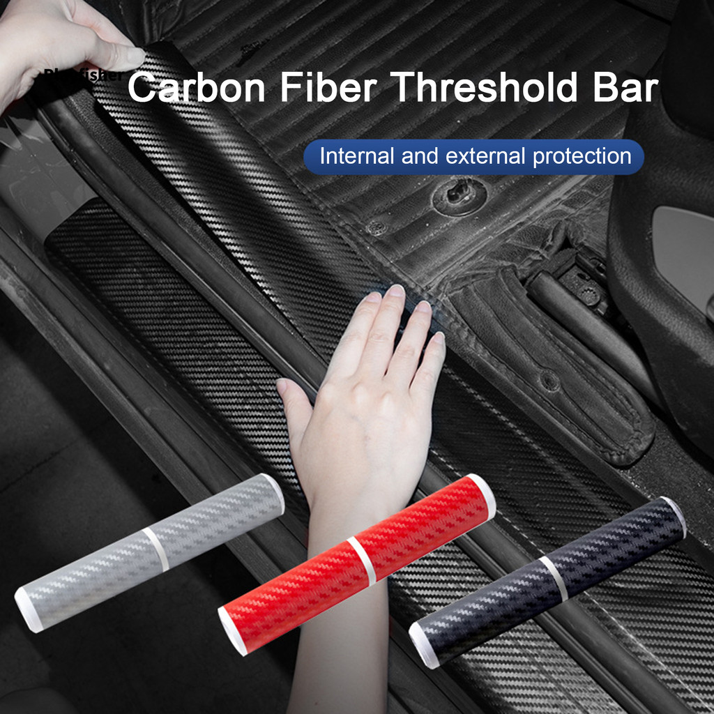 PLA- Dải cửa ô tô bằng sợi Carbon Bàn đạp chào mừng trang trí đa năng Dải chống trầy xước Miếng dán 