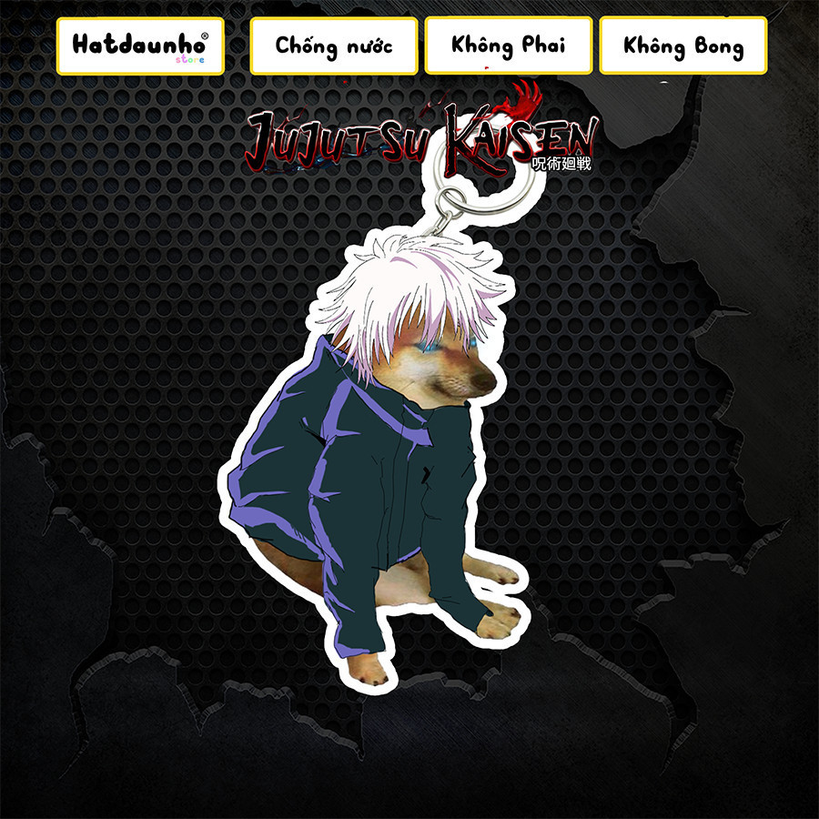 Cheems Meme Keychain With Cheems Gojo Character, Cute Keychain, Funny Jujutsukaisen Keychain, Móc Kh