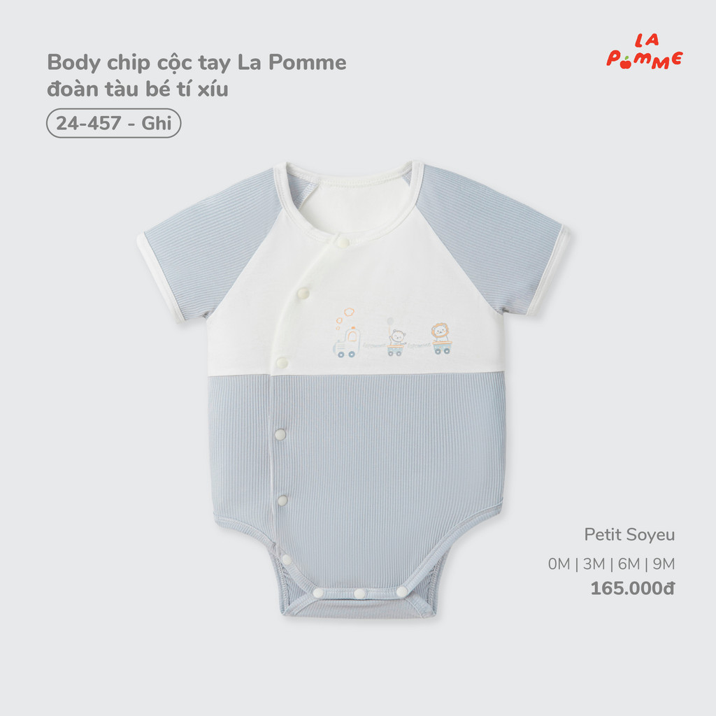 (0M-9M) La Pomme - Body chip cộc tay La Pomme đoàn tàu bé tí xíu ( Mã 24457 ) - SS26.T7A ( ZZ )