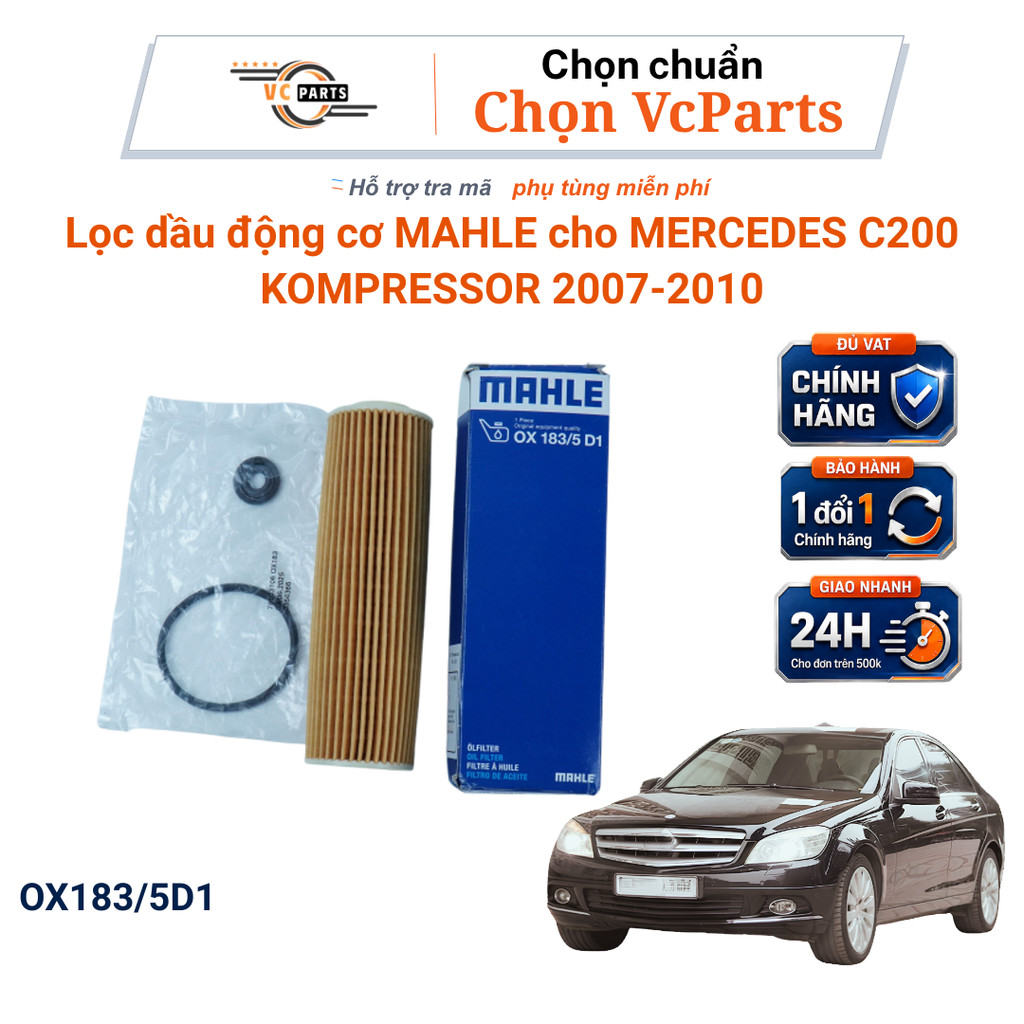 Lọc Dầu Động Cơ MAHLE Mã OX183/5D1 Cho MERCEDES C200 KOMPRESSOR 2007-2010