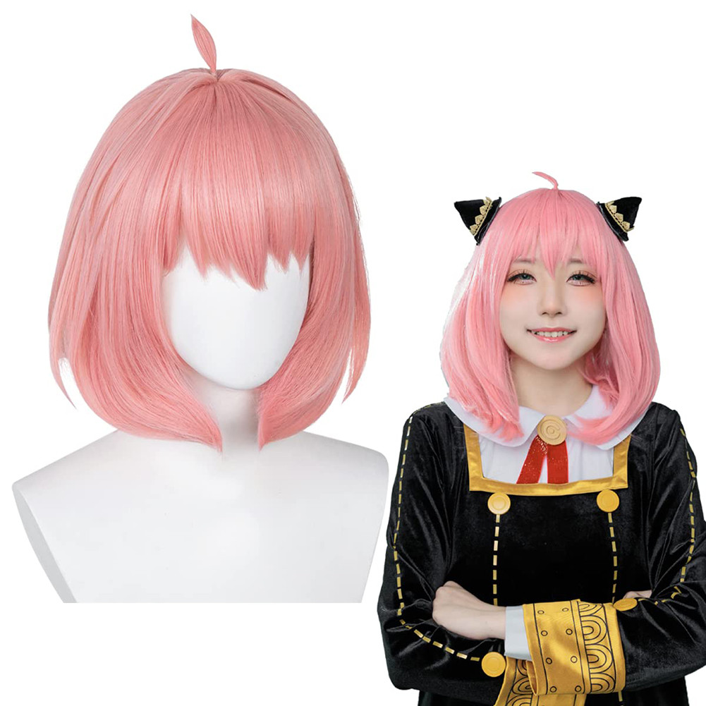 Anya Tóc Giả Màu Hồng Bob Tóc Giả Cho Anya Forge Cosplay Tóc Giả Cho Spy x Gia Đình Cosplay