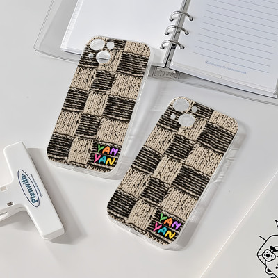 Suntaiho Đan Checkerboard Ốp Lưng Trong Suốt In Hình TPU Chống Sốc Cho iPhone 17 16 15 14 13 12 11 X XS XR Pro Max Plus