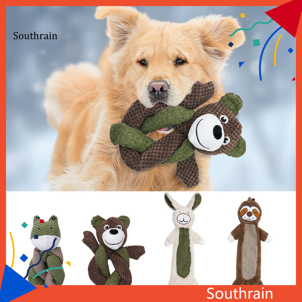 {southrain.th} Đồ chơi nhai chó sang trọng Squeaky Boredom Giảm căng thẳng Ếch Gấu Sloth Thỏ Plushie
