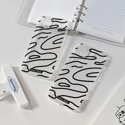 Suntaiho Trừu Tượng Dòng Nghệ Thuật Trong Suốt Bóng In Hình TPU Chống Sốc Cho iPhone 17 16 15 14 13 12 11 X XS XR Pro Max Plus