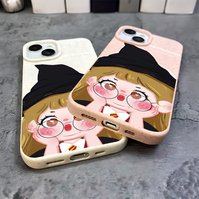 Suntaiho Cô Gái Phù Thủy Dễ Thương Màu Hồng Speckle In Hình TPU Chống Sốc Cho iPhone 17 16 15 14 13 12 11 X XS XR Pro Max Plus
