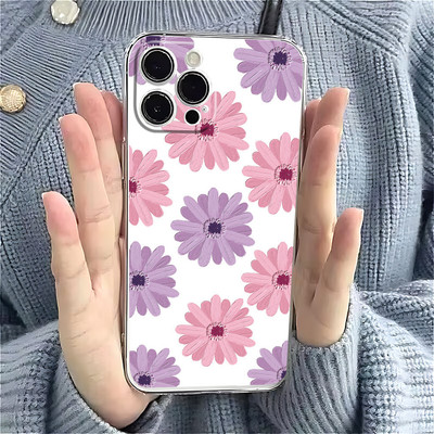 Suntaiho Pastel Hoa Cúc Trong Suốt In Hình Ốp Lưng TPU Chống Sốc Cho iPhone 17-11 X XS XR Pro Max Plus