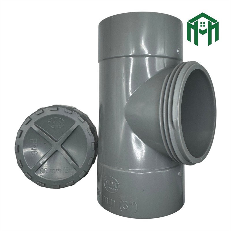 Tê kiểm tra (Nối thông tắc chữ T) ống nước nhựa PVC phi 60, 90, 114 hiệu Bình Minh (BM)