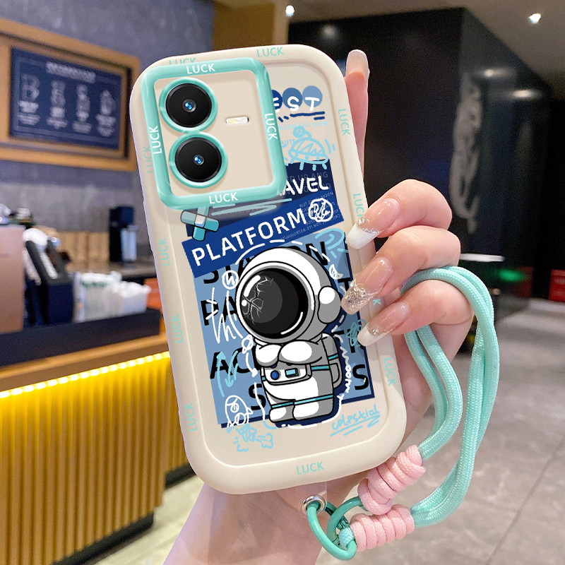 Ốp Lưng Cho VIVO Y22 Y22s Space Man Điện Thoại Dây Đeo Silicon