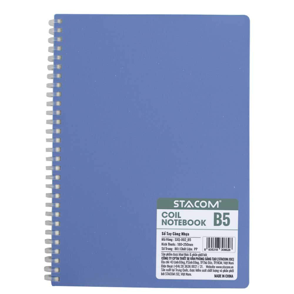 Stacom - Sổ Tay Khổ B5, 80 Trang, 80gsm, 180x250mm (Sổ Còng Nhựa)