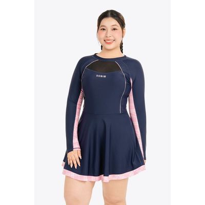 Đồ bơi nữ SOBIE liền thân váy tay dài chống nắng Chubby Sunny