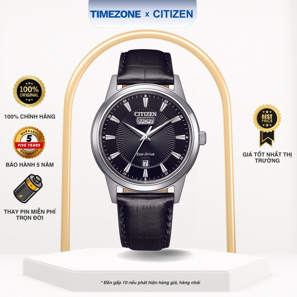 Đồng hồ Citizen Chính Hãng Eco-Drive 40mm AW0100-27E Kính Khoáng Dây Da - TIMEZONEVN