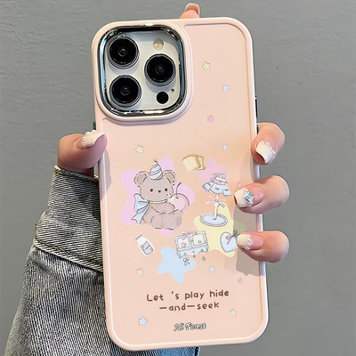 Suntaiho Gấu Bông Dễ Thương Màu Đen Bóng In Hình TPU Chống Sốc Cho iPhone 17 16 15 14 13 12 11 X XS XR Pro Max Plus
