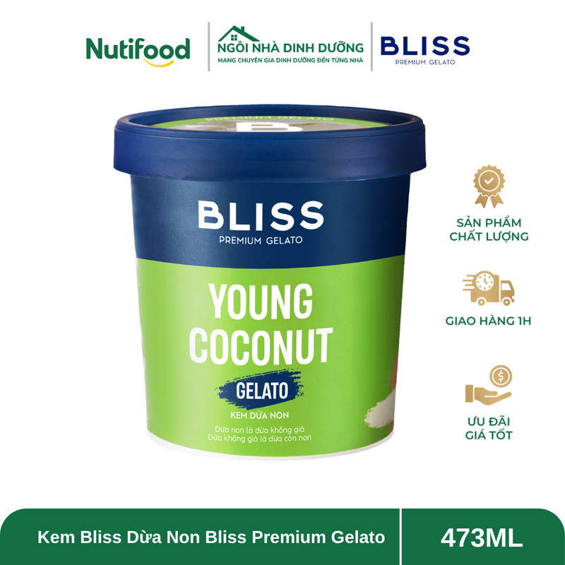 Kem Bliss Dừa Non 473ml Bliss Premium Gelato