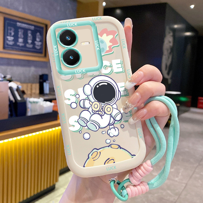 Ốp Lưng Cho VIVO Y22 Y22s Space Man Điện Thoại Dây Đeo Silicon