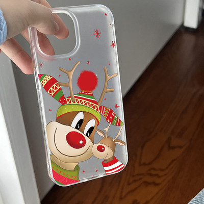 Suntaiho Giáng Sinh Dễ Thương Tuần lộc Trong Suốt In Hình Tối Giản Ốp Lưng TPU Chống Sốc Cho iPhone 17-11 X XS XR Pro Max Plus