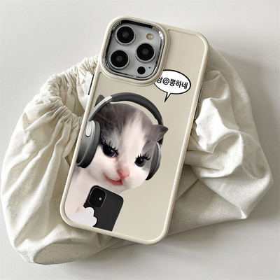 Suntaiho mèo dễ thương selfie màu đen bóng in hình TPU chống sốc cho iPhone 17 16 15 14 13 12 11 X XS XR Pro Max Plus