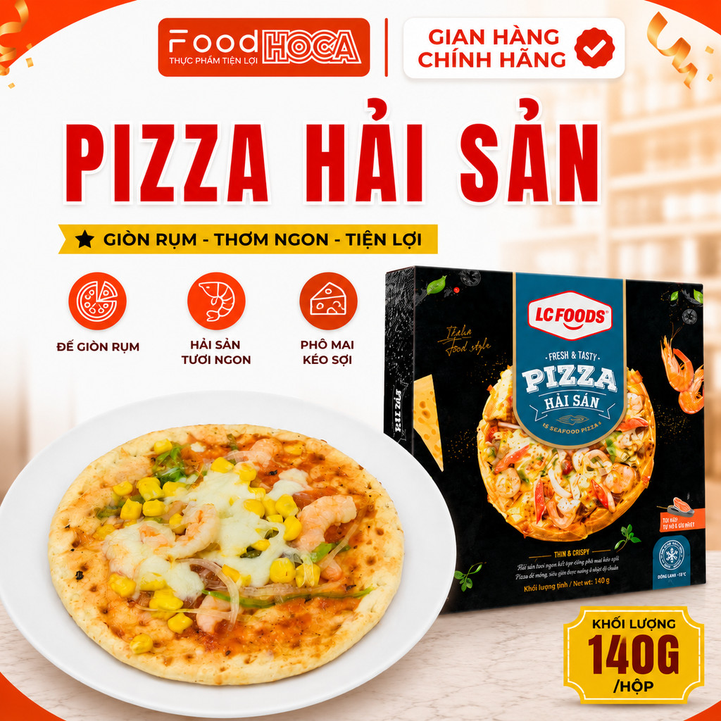 [GIAO HOẢ TỐC] Pizza Hải Sản LC Foods 140G - Pizza Đông Lạnh Ăn Sáng Tiện Lợi Shop HOCA FOOD