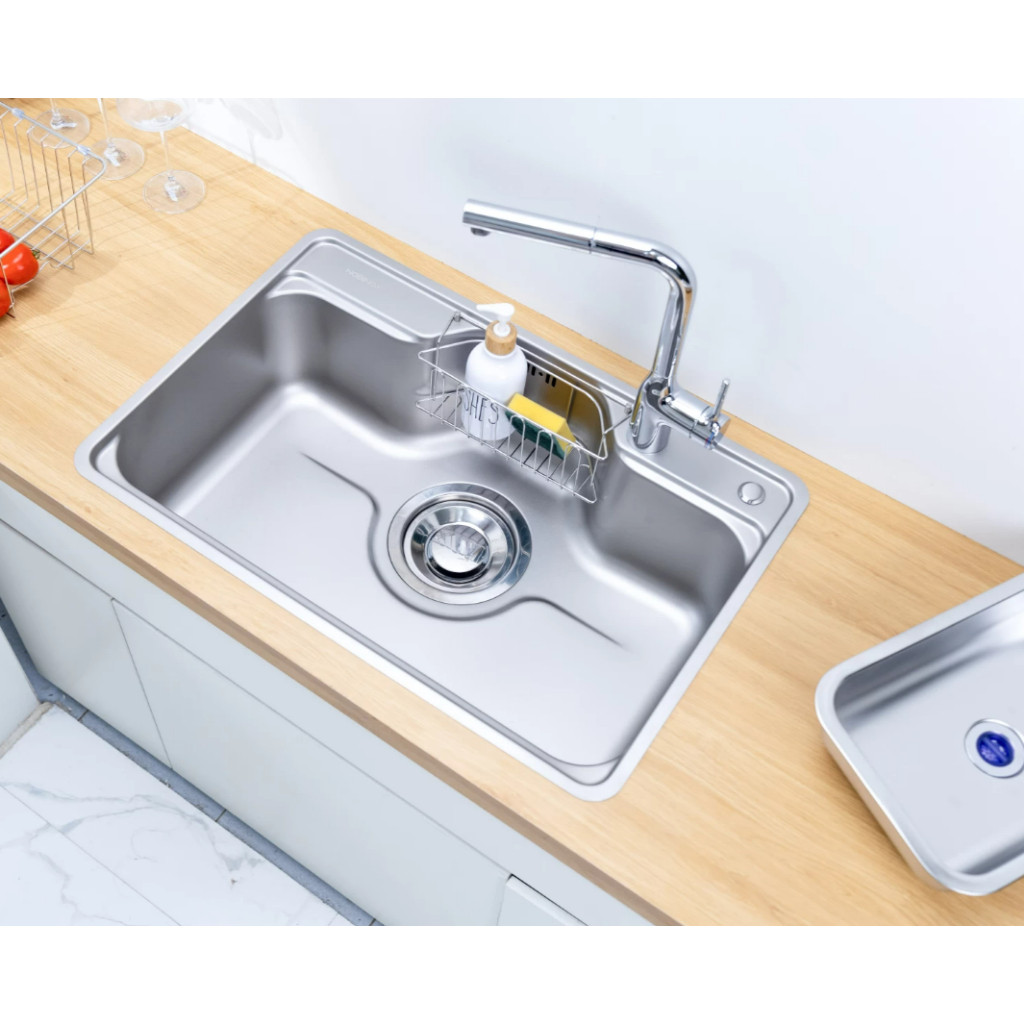 Nobinox Liken NL724D – Chậu rửa bát 1 hố lắp âm – Inox AISI 304 cao cấp – Bề mặt chống xước