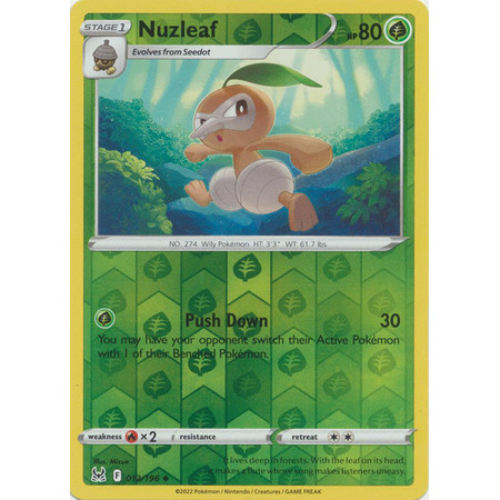 Thẻ Bài Pokemon Nuzleaf - 012/196 - Uncommon Reverse Holo