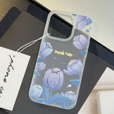 Suntaiho Tím Tulip Hoa Trong Suốt In Tối Giản Chống Sốc TPU Dành Cho iPhone 17-11 X XS XR Pro Max Plus