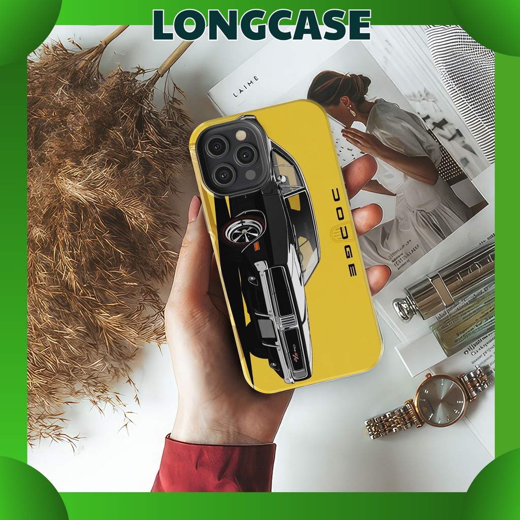 Ốp lưng iPhone Dodge Charger màu đen ngầu lưng cứng bóng cho iphone 11 đến iphone 17 magsafe