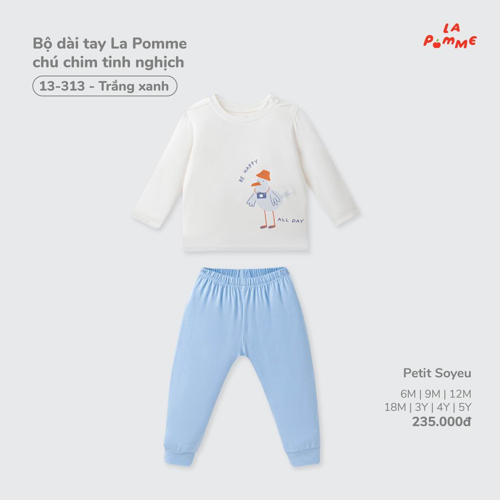 (6M-4Y) La Pomme - Bộ dài tay La Pomme chú chim tinh nghịch ( Mã 13313 ) - SS26.T7A ( ZZ )