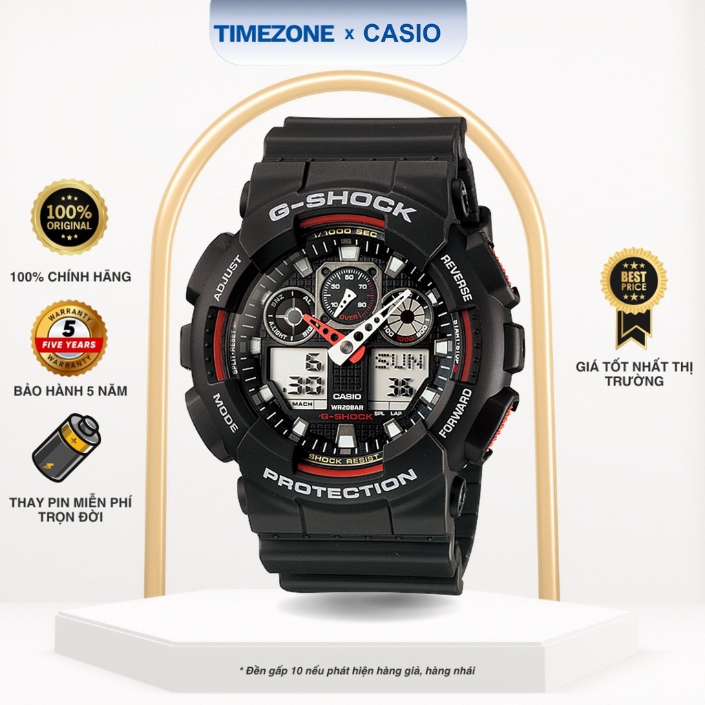 Đồng hồ Casio Chính Hãng GA-100-1A4 Dây Cao Su - TIMEZONEVN