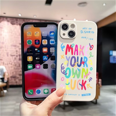 Suntaiho Kiểu chữ đầy màu sắc Matte Black In hình TPU chống sốc cho iPhone 17-11 X XS XR Pro Max Plus
