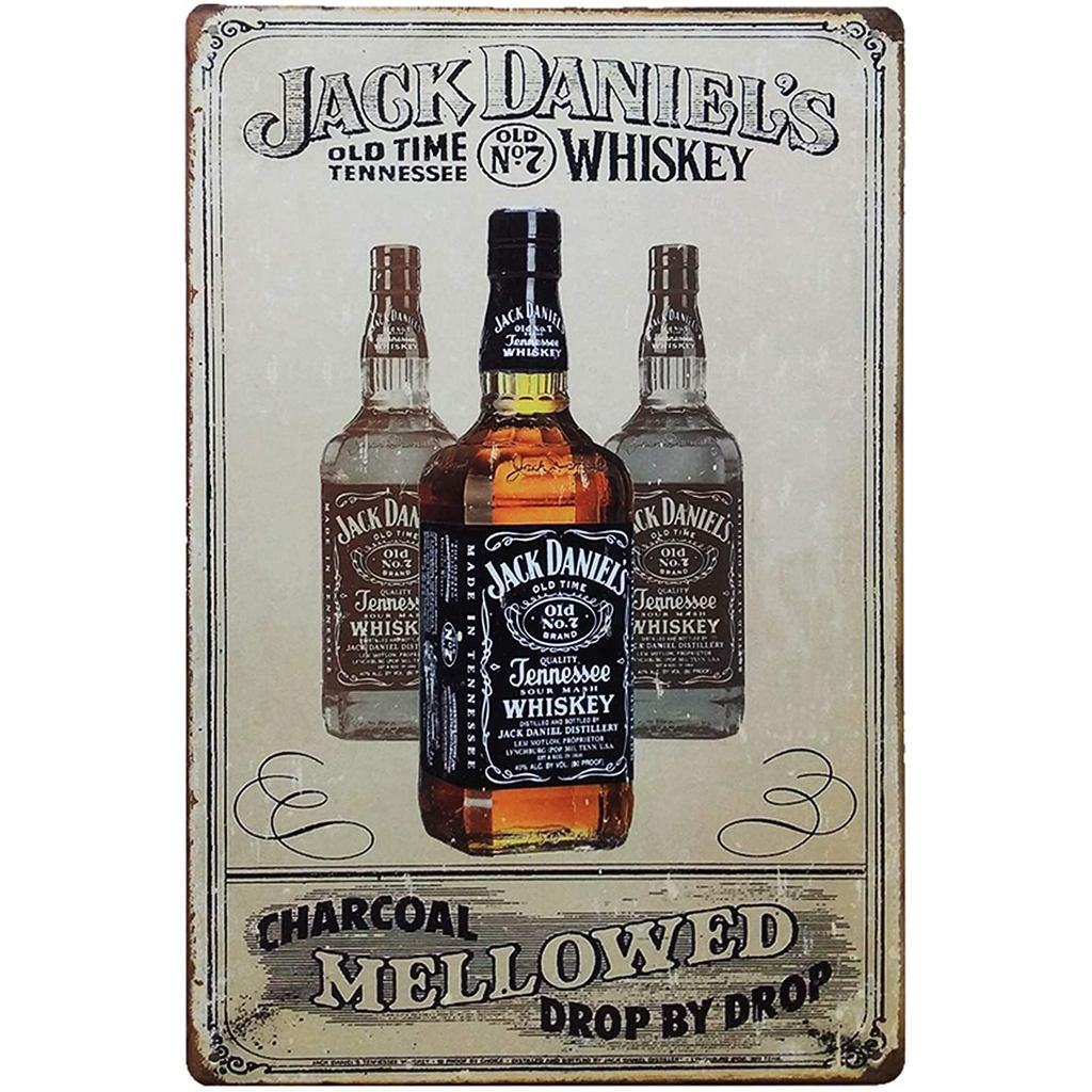 Tisoso Jack Daniels Phong Cách Vintage Mảng Kim Loại Tín Hiệu Poster Tấm Whisky Trang Trí Tường Nhà