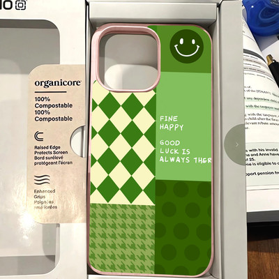 Suntaiho Preppy Smiley Green White Frame In hình TPU chống sốc cho iPhone 17-11 X XS XR Pro Max Plus