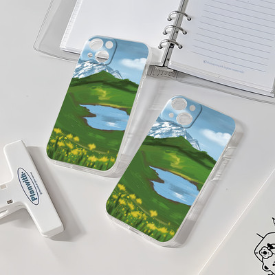 Suntaiho Mountain Lake Phong Cảnh Trong Suốt In Tối Giản Chống Sốc TPU Dành Cho iPhone 17-11 X XS XR Pro Max Plus