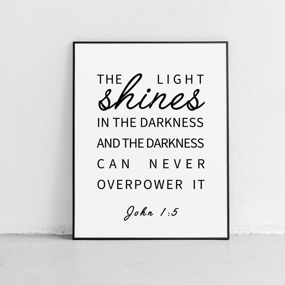JOHN 1: 5 Ánh Sáng Tỏa Sáng Trong Bóng Tối Inch Câu Kinh Thánh In Nghệ Thuật Treo Tường, Kinh Thánh 