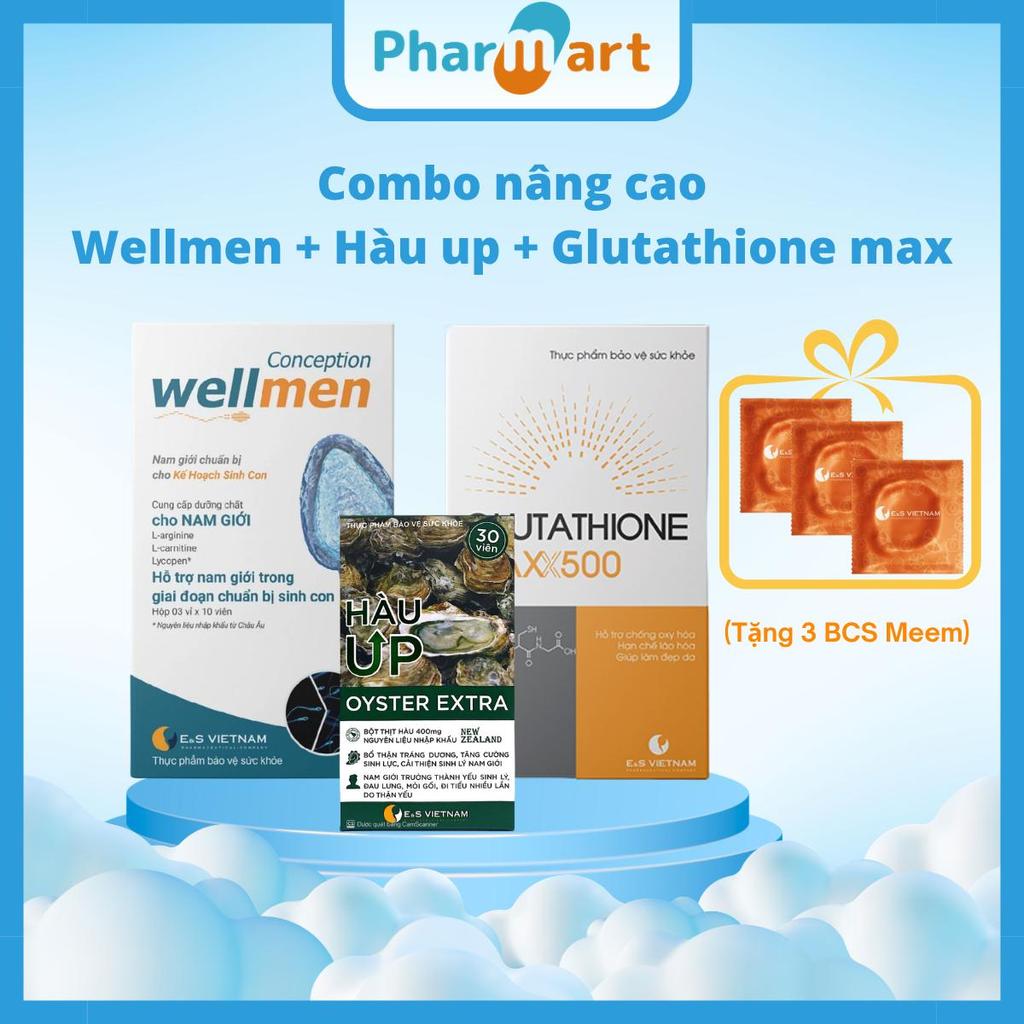 (Combo nâng cao cho bố) Wellmen + Hau + Glutathione Maxx 500 - Tiết kiệm hơn, kèm quà tặng | Pharmar
