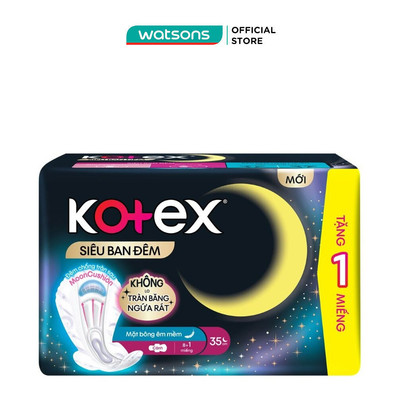 Băng Vệ Sinh Kotex Ban Đêm Mặt Bông Siêu Mỏng Cánh 35cm 8+1 Miếng