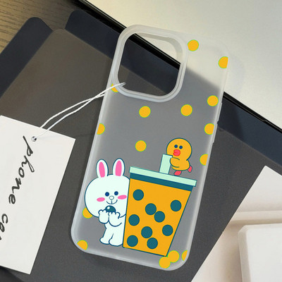 Suntaiho Chú Thỏ Dễ Thương Boba Trong Suốt In Hình Ốp Lưng TPU Chống Sốc Cho iPhone 17 16 15 14 13 12 11 X XS XR Pro Max Plus
