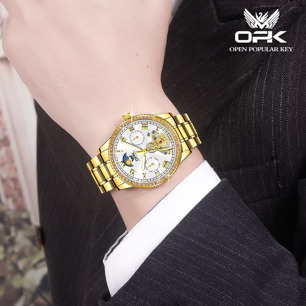 Đồng hồ công sở dạ quang chống nước cho nam OPK Đồng hồ đeo tay nam bằng thép không gỉ
