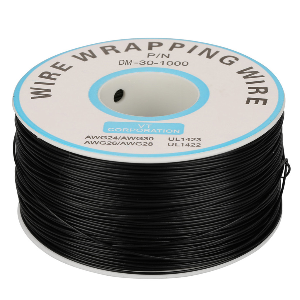 1 Cuộn WiRe Gói Dây Đồng Đơn 30AWG Cáp Đường Kính Lõi 0,25mm (Đen)