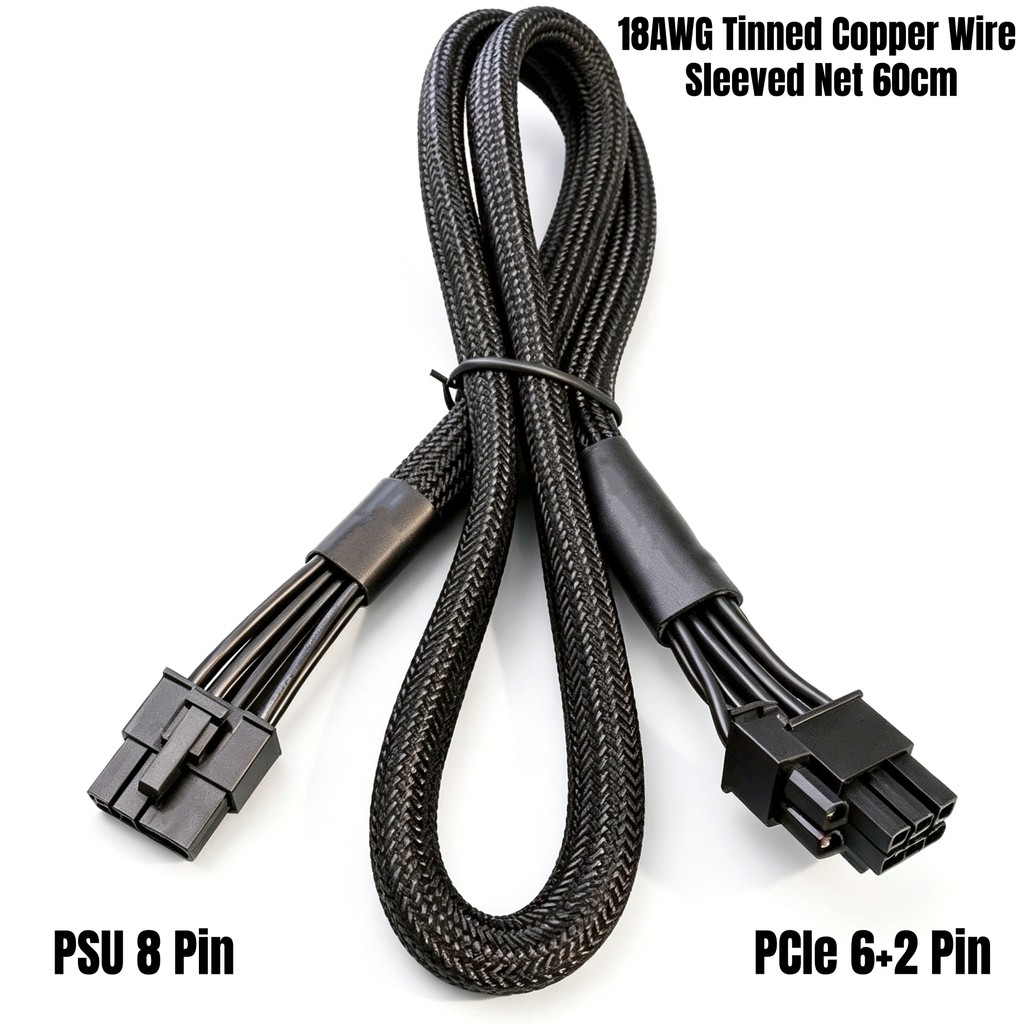 Cáp nguồn GPU 6 + 2 PCI-e Single 8Pin Bện Net cho CORE theo mùa GC / GM / GX 650W, 550W, Công suất m