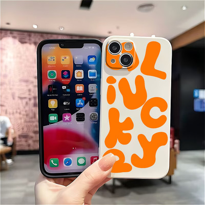 Suntaiho Lucky Orange Typography Matte Black In hình TPU chống sốc cho iPhone 17-11 X XS XR Pro Max Plus