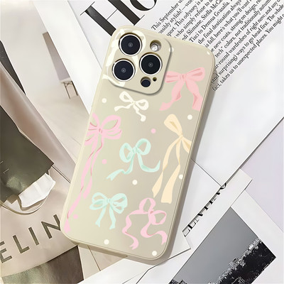 Suntaiho Pastel Ruy Băng Nơ Màu Đen Chắc Chắn In Hình TPU Chống Sốc Cho iPhone 17 16 15 14 13 12 11 X XS XR Pro Max Plus