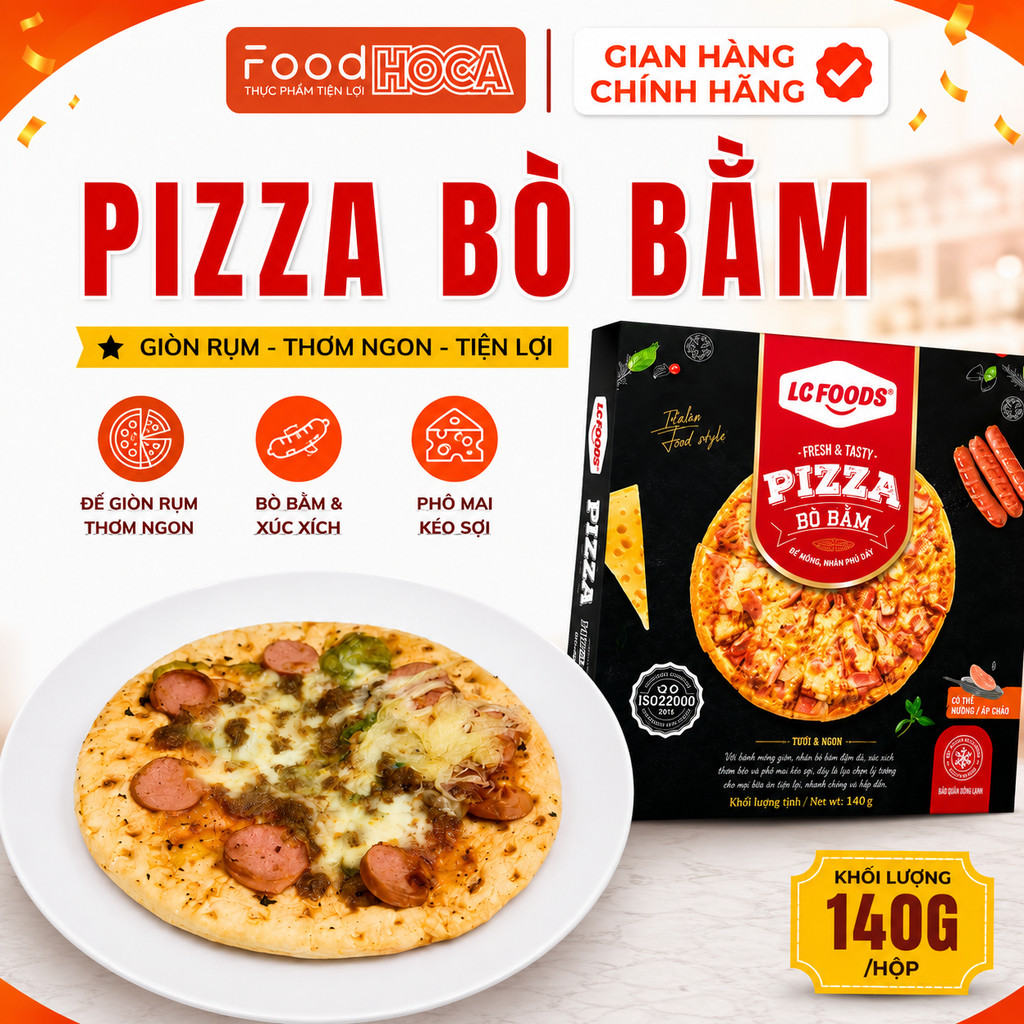 [GIAO HOẢ TỐC] Pizza Bò Bằm LC Foods 140G - Pizza Đông Lạnh Ăn Sáng Shop HOCA FOOD