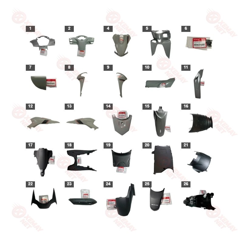 Dàn Nhựa - Dàn Áo Vision K2C Năm 2025 Xám Xi Măng (Phiên Bản Thể Thao)