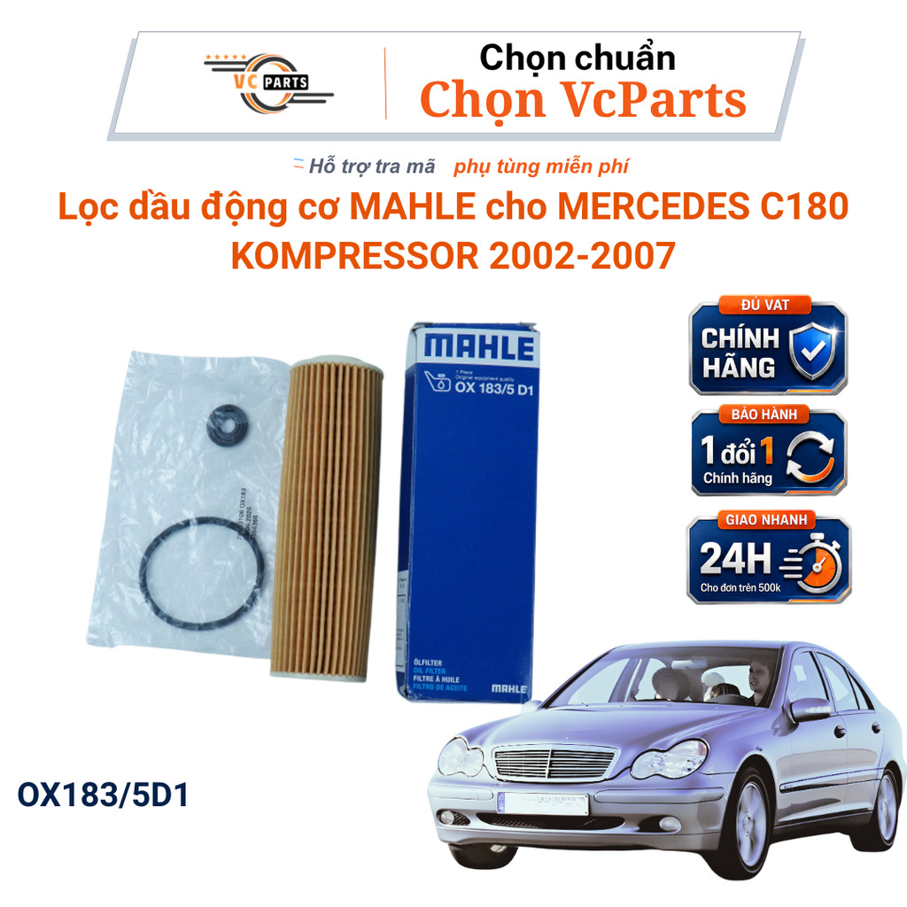 Lọc Dầu Động Cơ MAHLE Mã OX183/5D1 Cho Mercedes C180 Kompressor 2002-2007