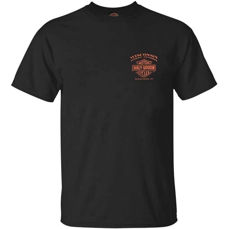 Áo thun cotton nam Harley-Davidson Áo thun cotton cổ tròn ngắn tay Harley-Davidson - Đen chất lượng 