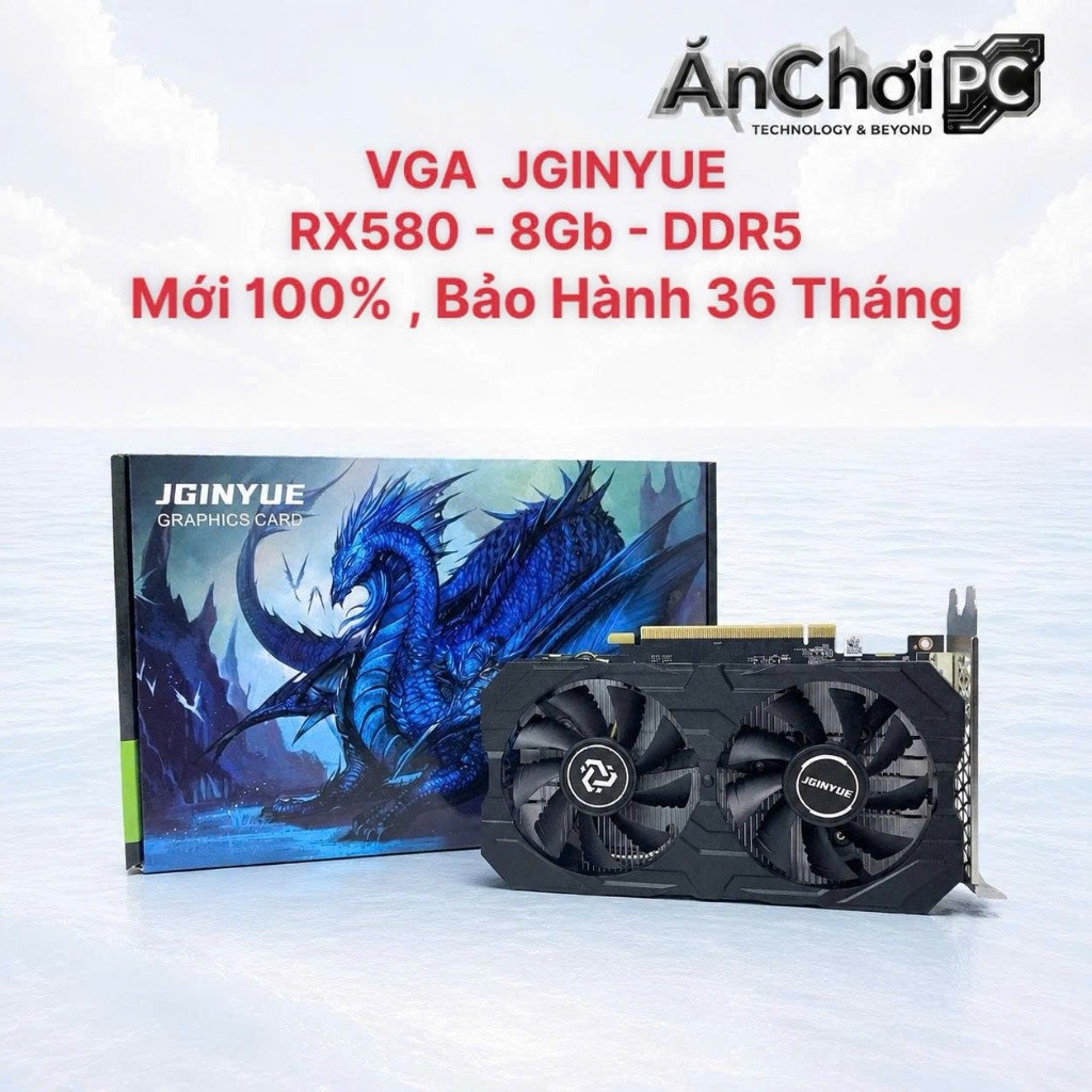 Card VGA JGINYUE RX580 - 8Gb - DDR5 , Hiệu Năng Tốt , Mới 100% - Bảo Hành 36 Tháng