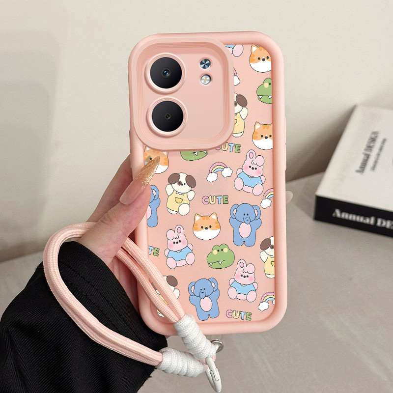 Ốp Lưng Cho OPPO A5X 4G A5X 5G Động Vật Dễ Thương Silicon Dây Đeo Chống Sốc