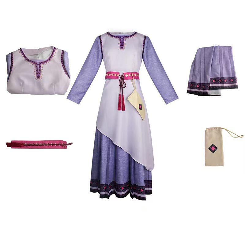 Disney Phim Chúc Cosplay Trang Phục Nữ Dahlia Asha Công Chúa Tím Dài Đầm Cosplay Vua Hóa Trang Quần 